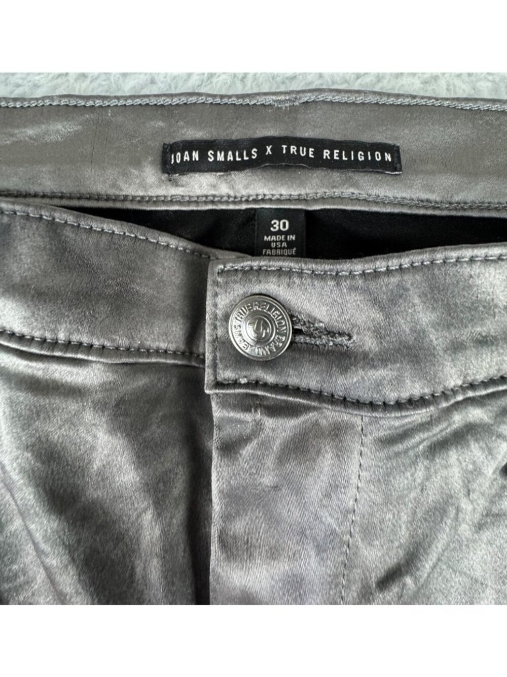 Smalls X True Religion Mid Rise Halle Coated Skinny Jeans 30 Black Vtg USA Retro - Picture 8 of 16
